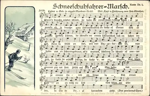 Lied Ak Anton Günther, Schneeschuhfahrer Marsch, Erzgebirgische Mundart Nr. 53