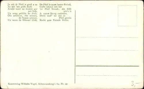 Lied Künstler Ak Schneider, Rud., Ne Pfeif Towak, Verlag Wilhelm Vogel, Mann mit Pfeife