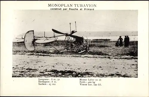 Ak Monoplan Tubavion, construit par Pouche et Primard, Flugzeug