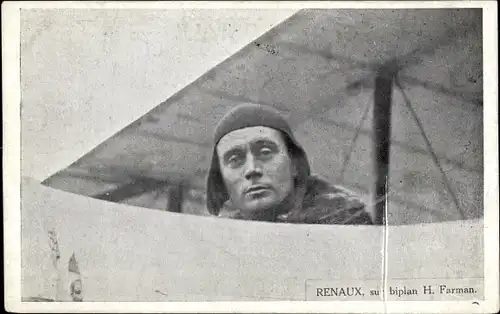 Ak Aviation, Aviateur Renaux sur biplan H. Farman