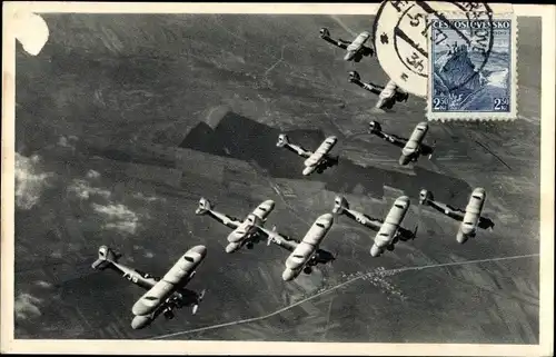 Ak Z cinnosti nasich vojenskych letcu, Aero A 120, tschechische Militärflugzeuge, Formation