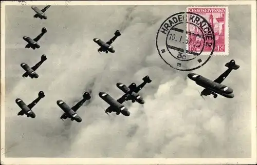 Ak Z cinnosti nasich vojenskych letcu, tschechoslowakische Militärflugzeuge, Formation