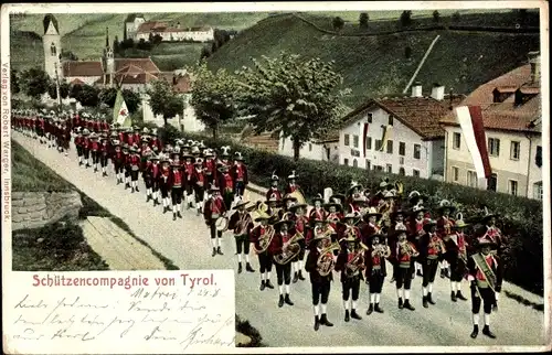 Ak Tirol Österreich, Blick auf die Schützenkompanie, Straßenansicht