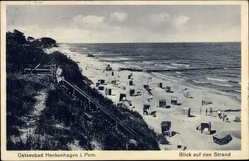 Ak Henkenhagen Pommern, Blick auf den Strand
