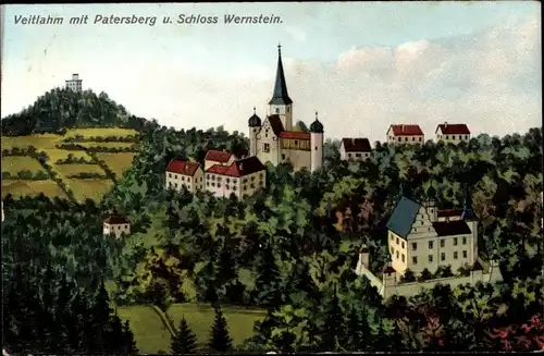 Ak Veitlahm Mainleus in Oberfranken, Teilansicht mit Patersberg und Schloss Wernstein