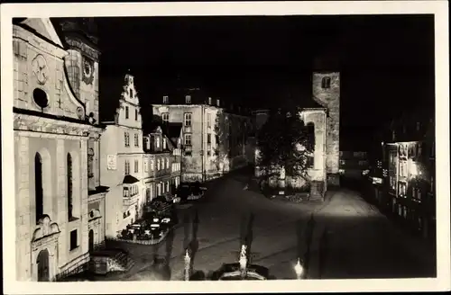 Ak Hachenburg im Westerwaldkreis, Alter Marktplatz bei Nacht