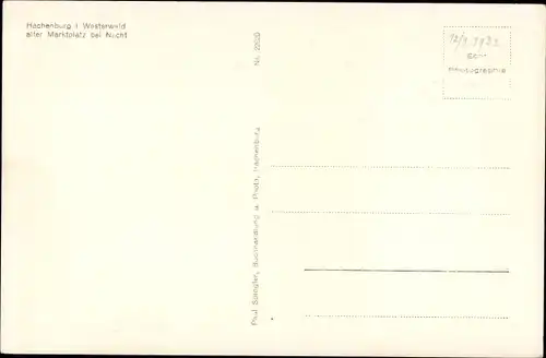 Ak Hachenburg im Westerwaldkreis, Alter Marktplatz bei Nacht