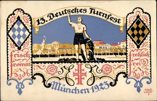 Künstler Ak Suchodolski, München Bayern, 13. Deutsches Turnfest 1923