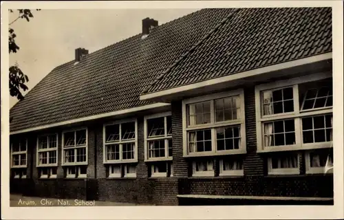 Ak Arum Friesland Niederlande, Chr. Nat. School