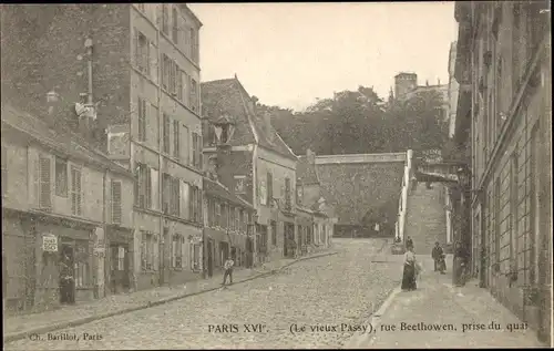 Ak Paris XVI. Arrondissement Passy, Rue Beethoven, prise du quai