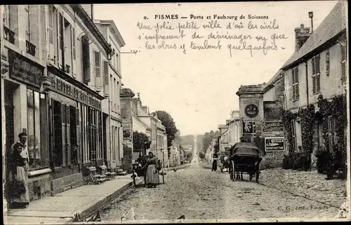 Ak Fismes Marne, Porte et Faubourg de Soissons