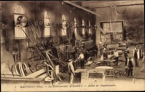 Ak Rantigny Oise, Les Etablissements Albaret, Atelier de Chaudronnerie