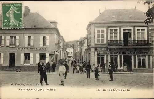 Ak Ay Marne, Rue du Chemin de fer, Roulage