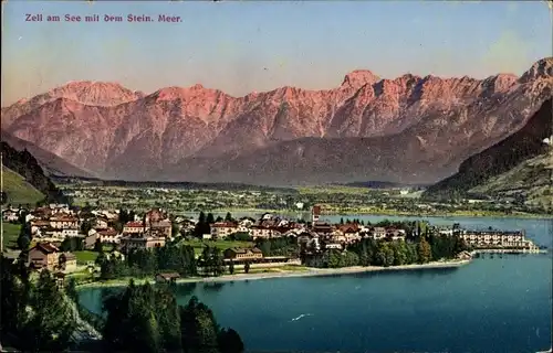 Ak Zell am See in Salzburg, Panorama, Ort mit dem Steinernen Meer