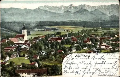 Ak Ebersberg in Oberbayern, Blick auf den Ort, Gebirgspanorama