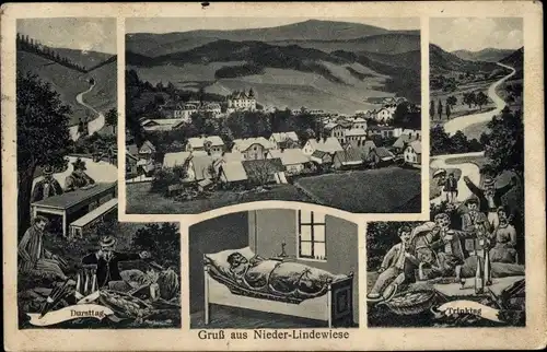 Ak Dolní Lipová Niederlindewiese Lipová Lázně Bad Lindewiese Region Olmütz, Trinktag, Dursttag