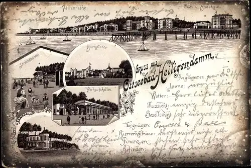 Litho Seebad Heiligendamm Bad Doberan, Strandpartie, Burgplatz, Verkaufshallen, Cottage