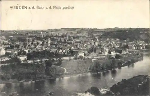Ak Werden Essen im Ruhrgebiet, Ort von der Platte gesehen