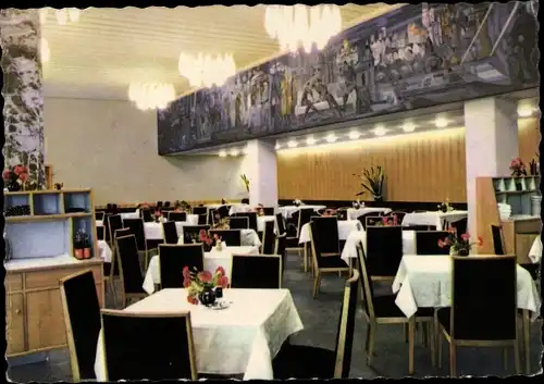 Ak Magdeburg in Sachsen Anhalt, Restaurant Moskwa im Hotel International, Innenansicht