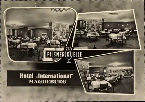 Ak Magdeburg an der Elbe, Hotel International, Inneres, Pilsner Quelle