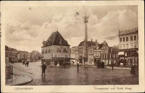 Ak Leeuwarden Friesland Niederlande, Nieuwestad met Oude Waag