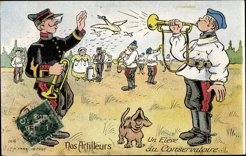 Ak Nos Artilleurs, un eleve du conservatoire, französische Soldaten
