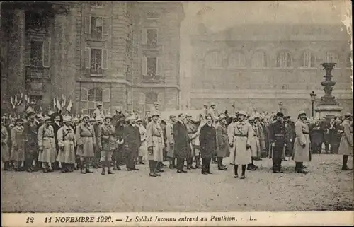 Ak Paris V., 11 Novembre 1920, le Soldat Inconnu entrant au Pantheon