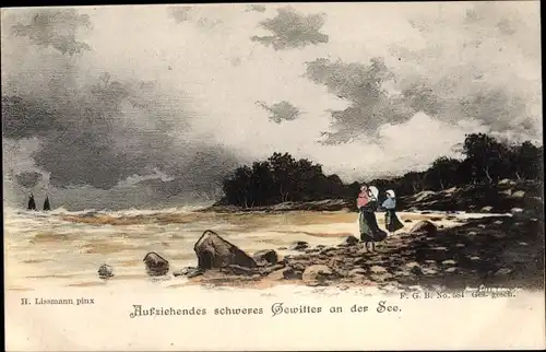 Künstler Ak Lissmann, H., Aufziehendes schweres Gewitter an der See