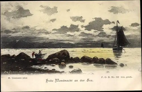 Künstler Ak Lissmann, H., Helle Mondnacht an der See