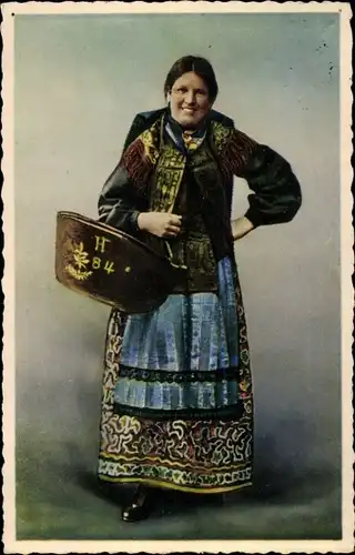 Ak Bäuerin in Rieser Volkstracht