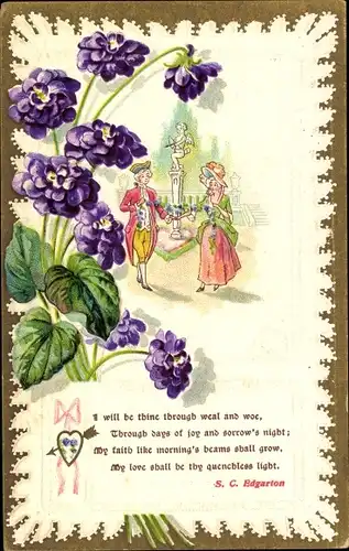 Präge Ak I will be thine through weal and woe, through days of joy and sorrow's night, Liebespaar