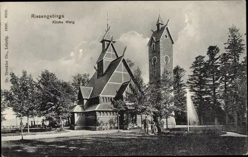 Ak Karpacz Górny Brückenberg Krummhübel Riesengebirge Schlesien, Kirche Wang