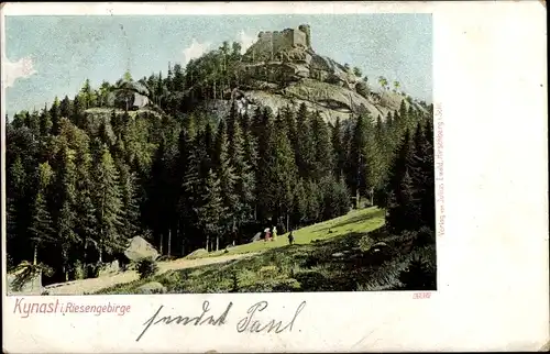 Ak Sobieszów Hermsdorf Kynast Riesengebirge Schlesien, Blick zur Burg