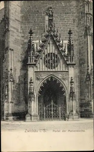 Ak Zwickau in Sachsen, Portal der Marienkirche