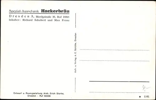 Ak Dresden Altstadt, Hackerbräu-Gaststätte