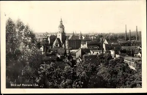 Ak Meerane in Sachsen, Panorama, Kirchturm