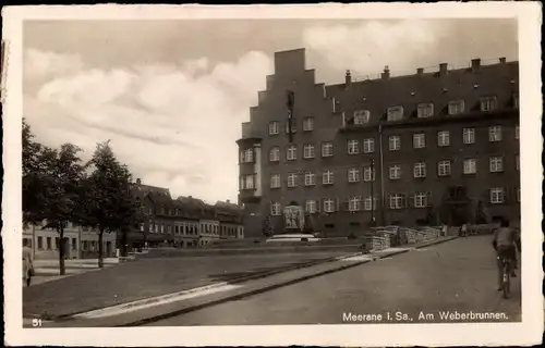 Ak Meerane in Sachsen, Am Weberbrunnen