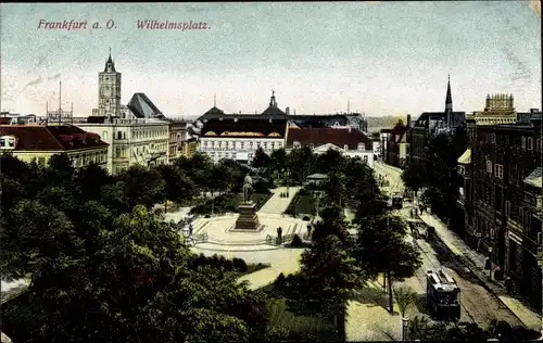 Ak Frankfurt an der Oder, Wilhelmsplatz, Straßenbahn