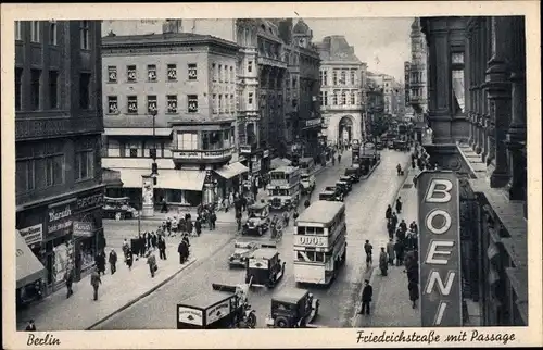 Ak Berlin Mitte, Friedrichstraße mit Passage, Verkehr, Bus, Odol Reklame