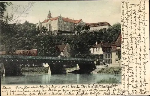 Ak Gera in Thüringen, Schloss Osterstein, Untermhaus, Brücke