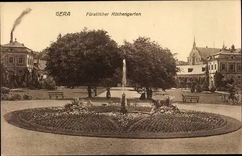 Ak Gera Thüringen, fürstlicher Küchengarten, Fontäne