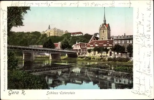 Ak Gera in Thüringen, Schloss Osterstein, Untermhaus, Brücke