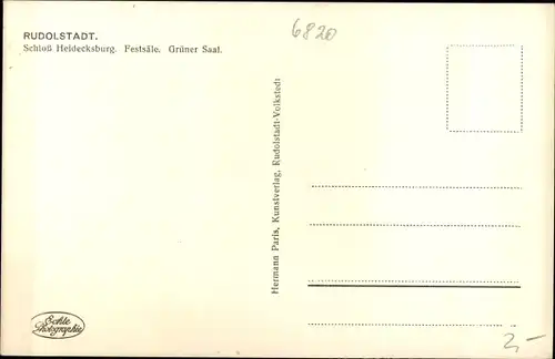 Ak Rudolstadt in Thüringen, Schloss Heidecksburg, Festsäle, Grüner Saal