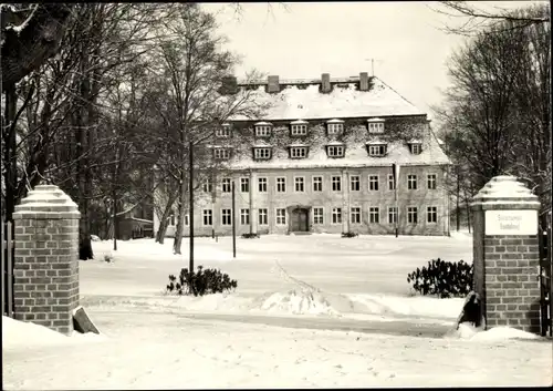 Ak See Niesky in der Oberlausitz, Sanatorium Heideland, Winter, Schnee