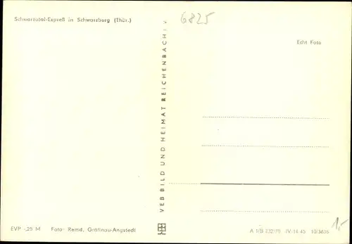 Ak Schwarzburg in Thüringen, Schwarzatalexpress, Bimmelbahn