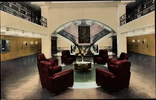 Ak Paquebot Ile de France, CGT French Line, Le Hall d'Embarquement