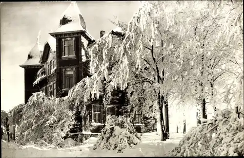 Ak Großbreitenbach in Thüringen, Winterpracht am Hotel Hohe Tanne