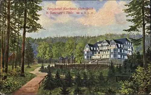 Künstler Ak Ilmenau in Thüringen, Berghotel Kurhaus Gabelbach