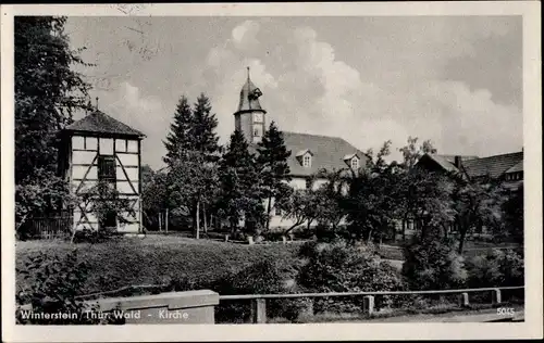 Ak Winterstein Waltershausen in Thüringen, Kirche, Fachwerkhaus