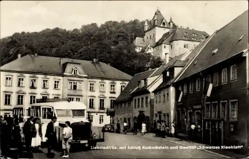 Ak Liebstadt Erzgebirge Sachsen, Schloss Kuckuckstein, Gasthaus Schwarzes Kleeblatt, Bus
